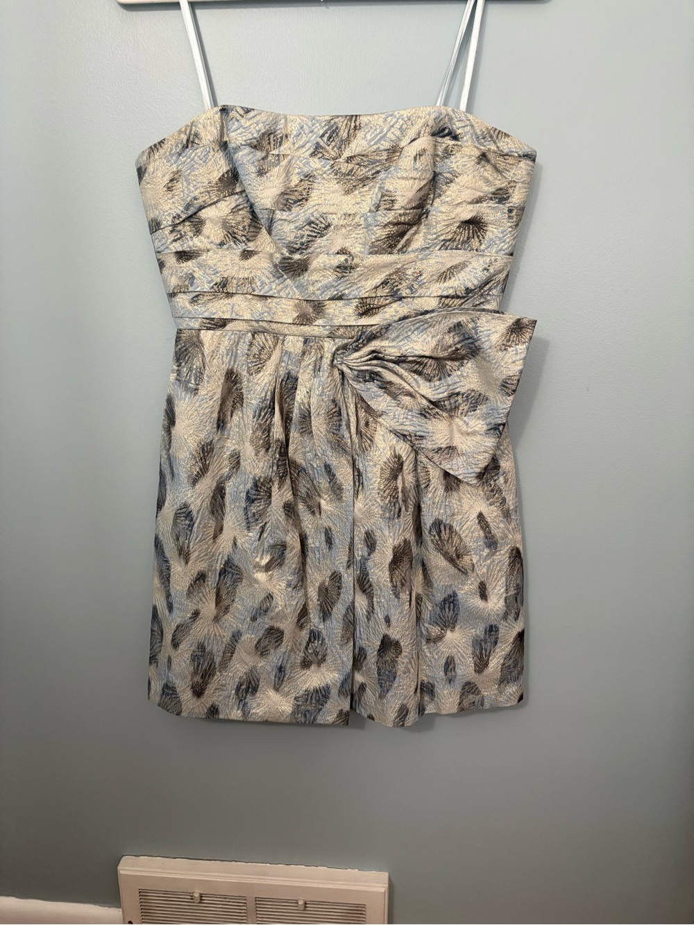 BCBGMaxAzria Blue and Silver Jacquard Cocktail dress